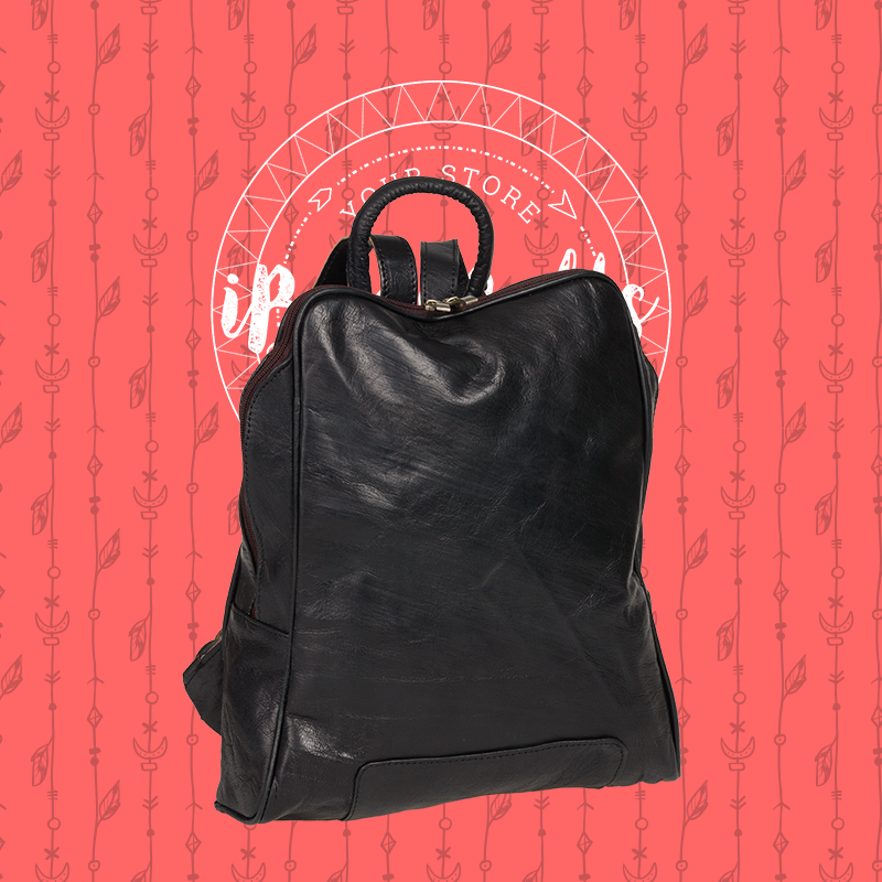 Mochila de cuero pequeña lisa Albi