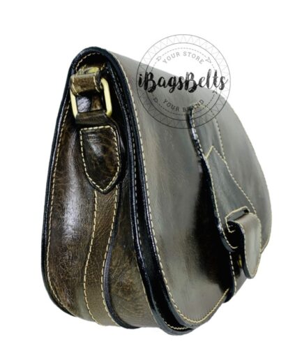 Bolso bandolera de cuero media luna marrón Adaya