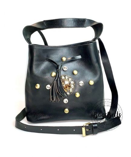 Bolso bandolera cuero estilo judas negro Elsa