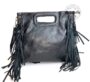 Bolso cuadrado flecos y asas integradas grande negro Erica