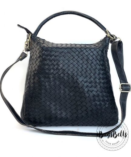 Bolso bandolera trenzado artesanal negro Jazmín