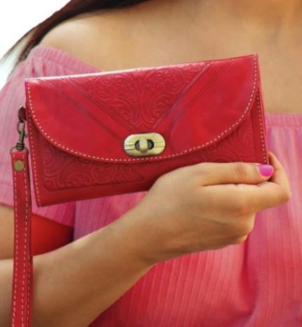 Monedero billetero de cuero rojo Dana