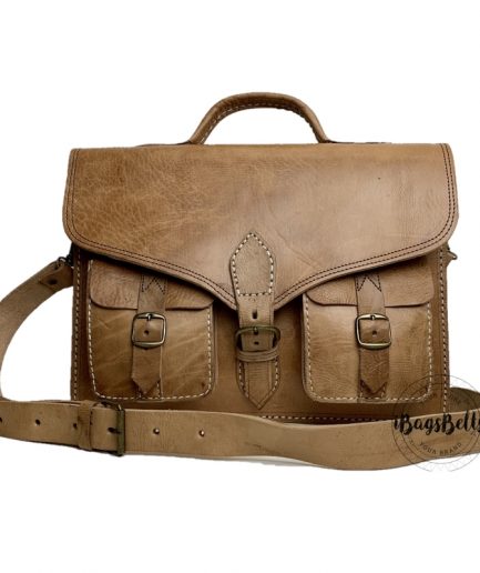 Maletín de cuero retro natural Marlon