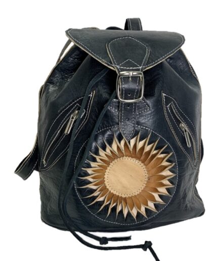 Mochila mediana con sol de cuero Kelly