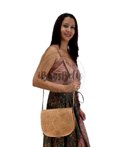 Bolso bandolera de piel marrón claro Petra