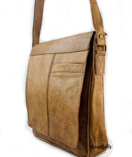 Bolso mensajero mediano de cuero camel Phoenix