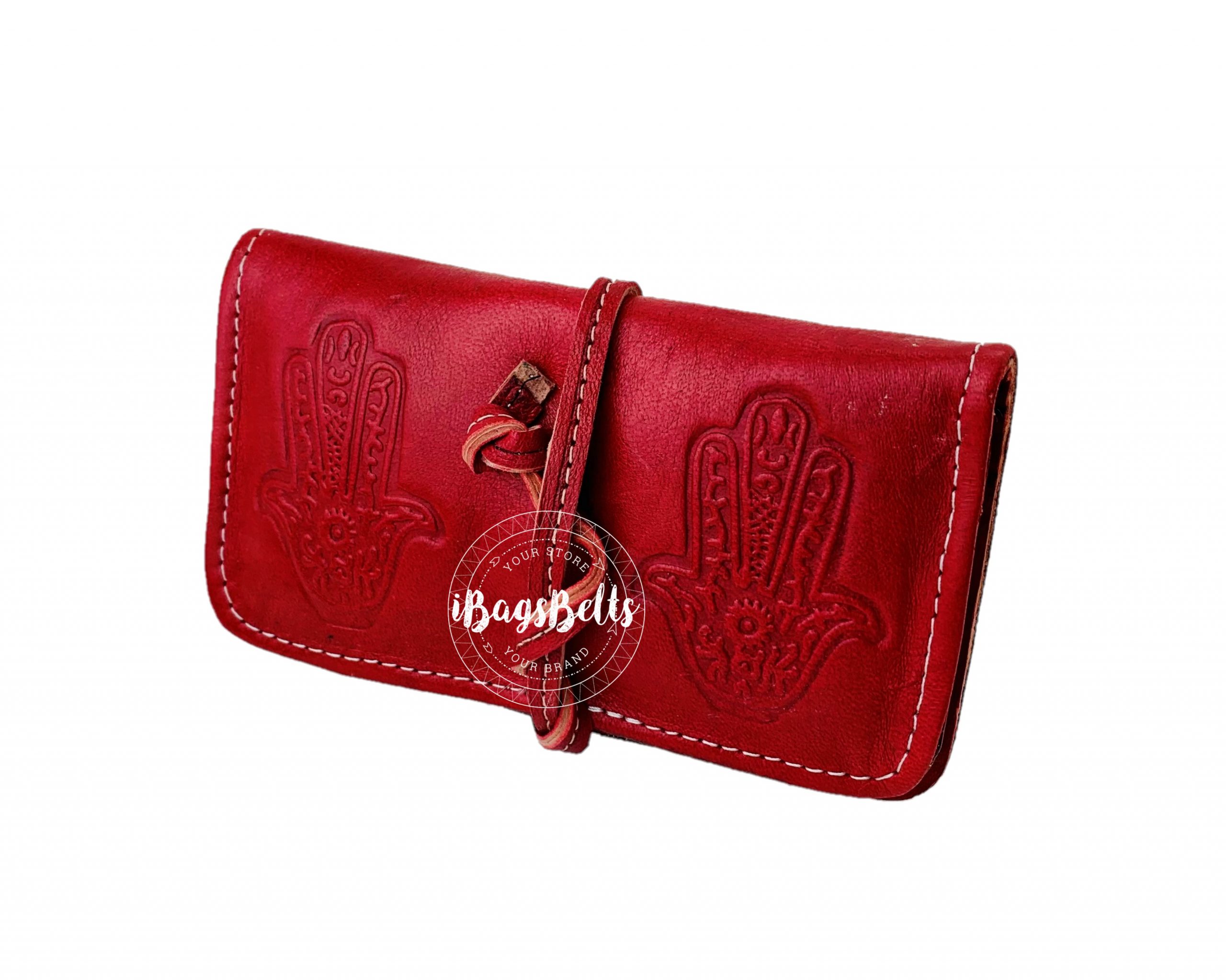 Bolso para tabaco de cuero rojo