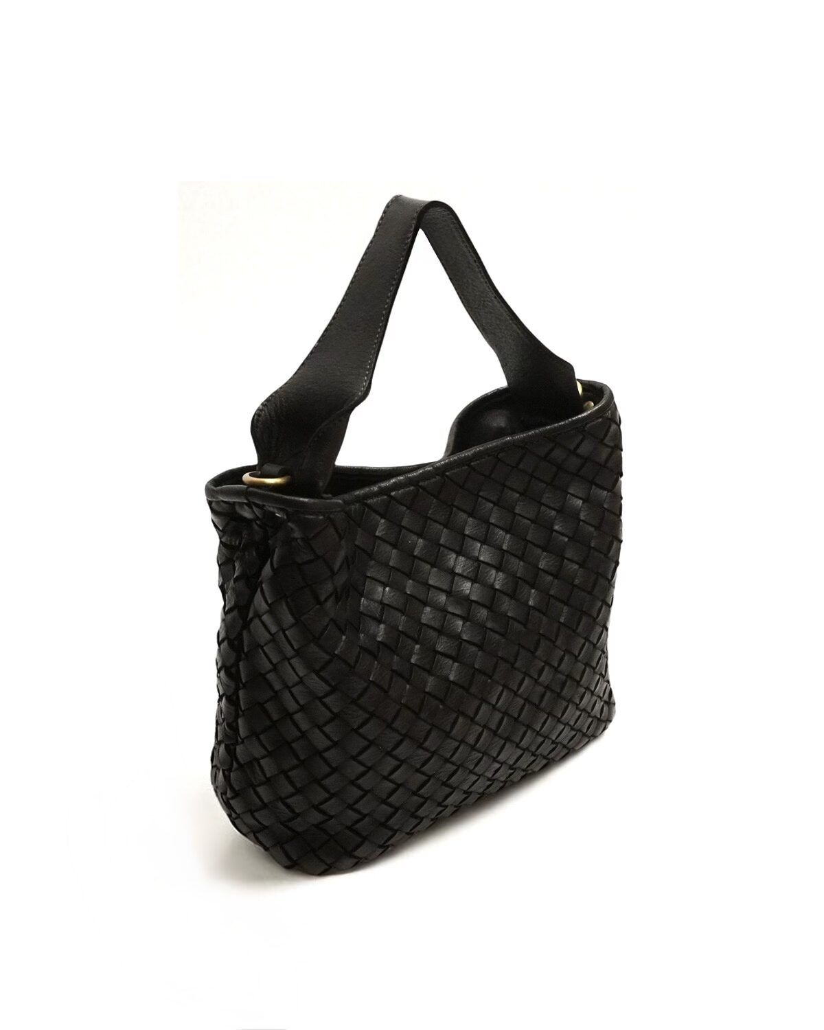 Bolso de piel lavada en color negro Booz