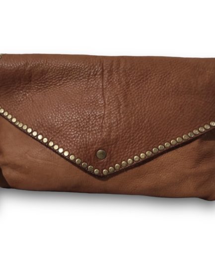 Bolso de mano de piel lavada camel Romeo