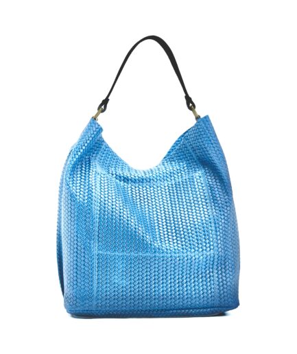 Bolso tote clásico de piel celeste Marco