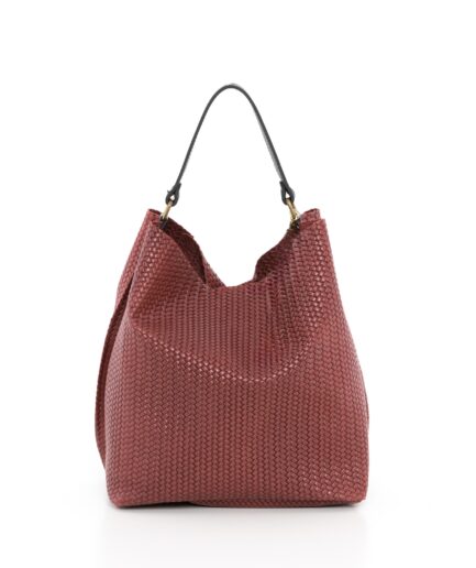 Bolso tote clásico de piel rojo oscuro Marco