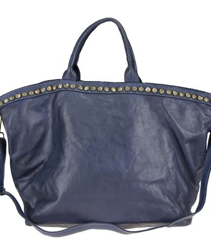 Bolso tote de piel lavada azul Gina