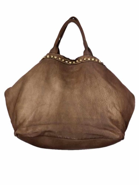 Bolso tote de piel lavada topo Gina