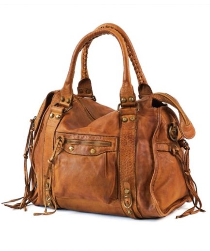 Bolso hobo de piel lavada camel Lua