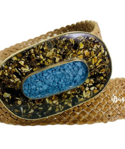 Cinturón trenzado de cuero ancho con hebilla artesanal 2