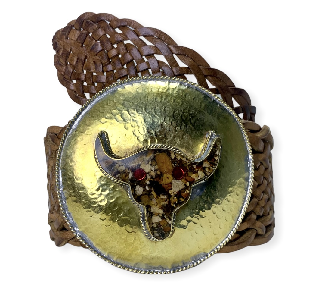 Cinturón de cuero marrón trenzado 1