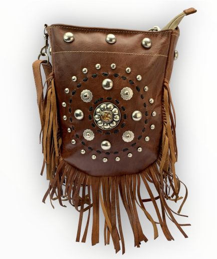 Bolso bandolera con flecos camel Irma