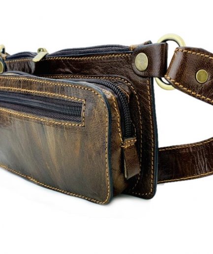 Riñonera cuero marrón unisex Thomas