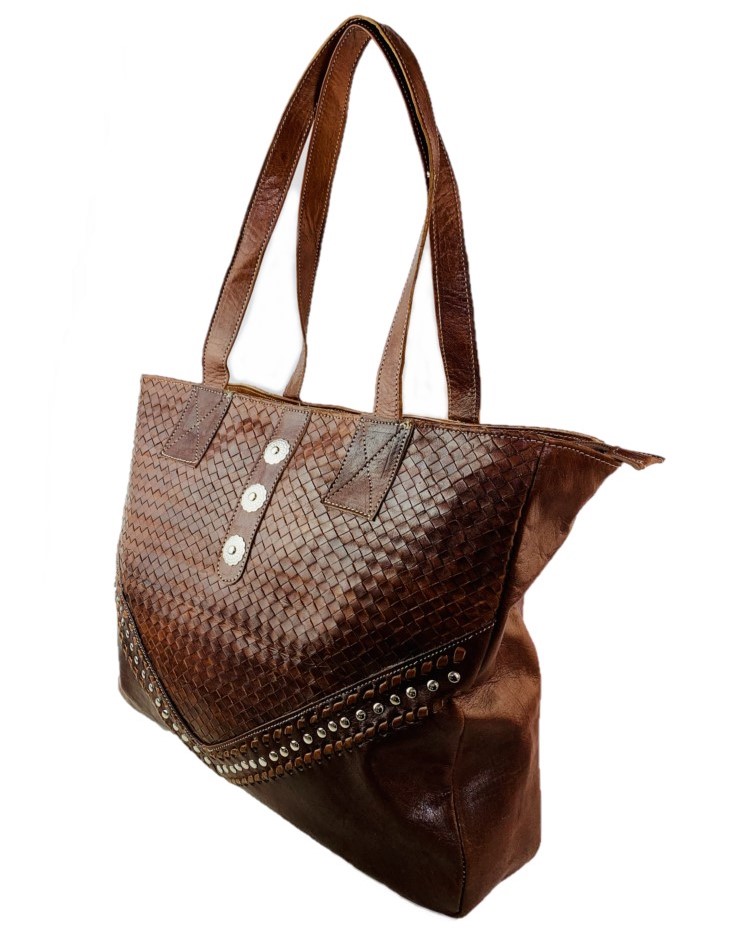 Bolso shopper de cuero trenzado Marrón