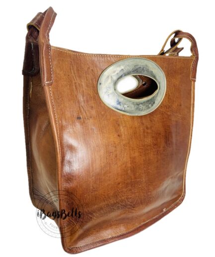 Bolso de cuero artesanal color teja Madrid