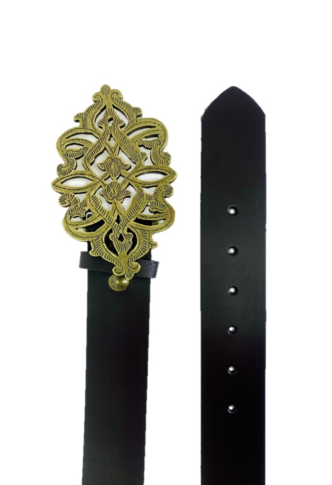 Cinturón de piel con hebilla rústica Nilo