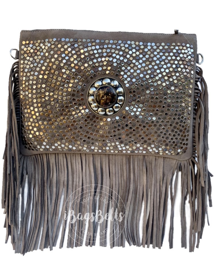 Bolso cruzado para mujer estilo Ibiza gris