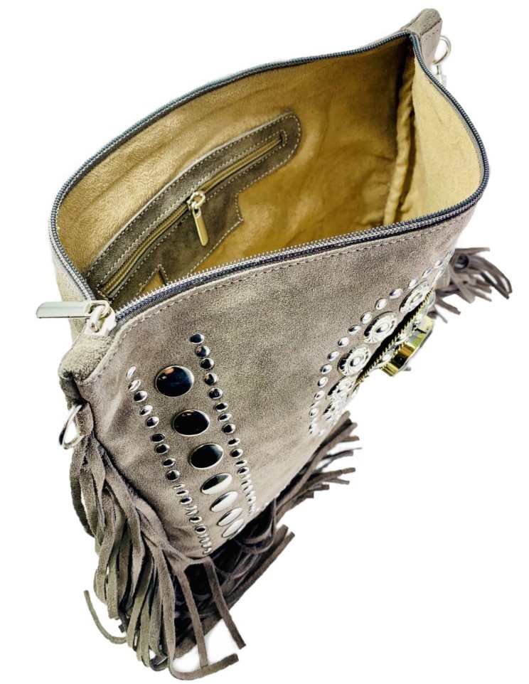 Bolso Cruzado Para Mujer Estilo Ibiza Gris - IBAGS BELTS