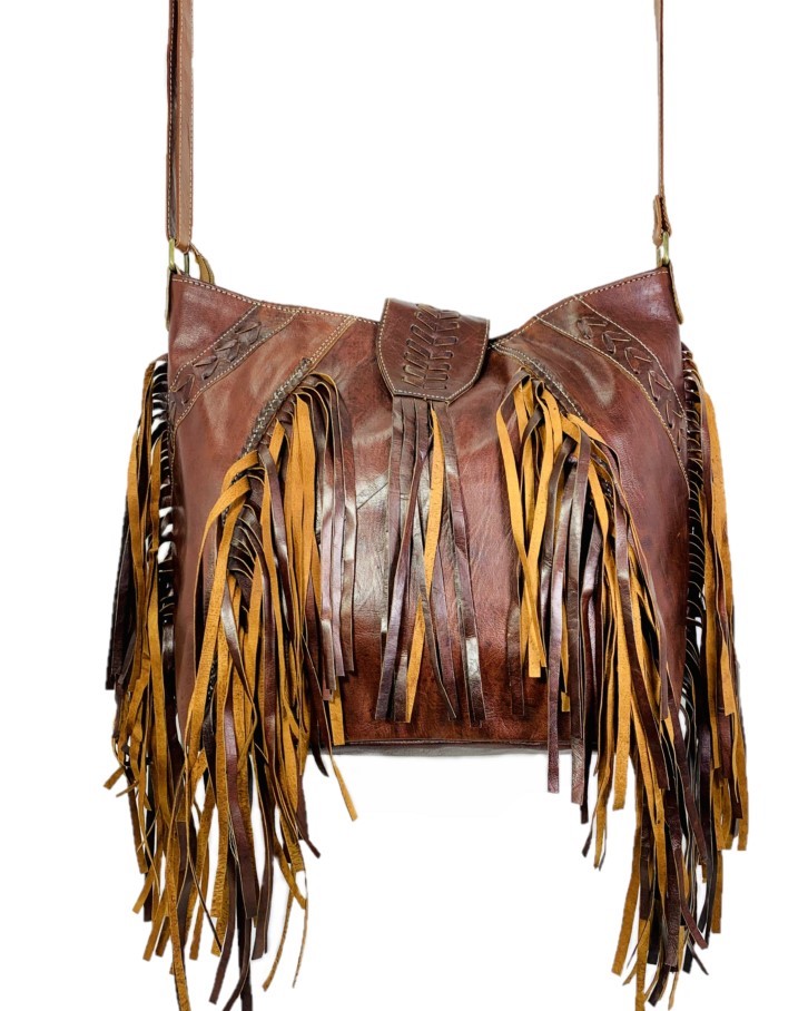Bolso teja con flecos estilo western Charlotte