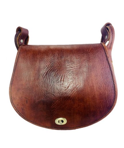 Bandolera de cuero clásica vintage color caoba Lily