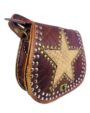 Bandolera mediana de cuero con estrella artesanal marrón Darcie