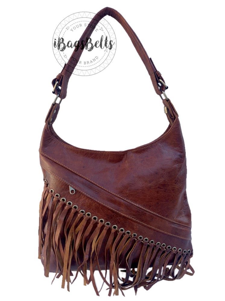 Bolso grande estilo bohemio hippie color caoba Jana