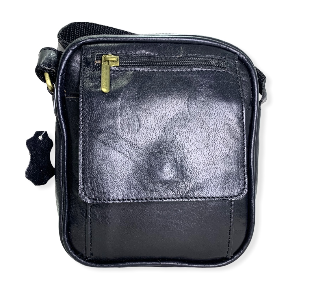 Bolso bandolera mini piel unisex negro Teddy