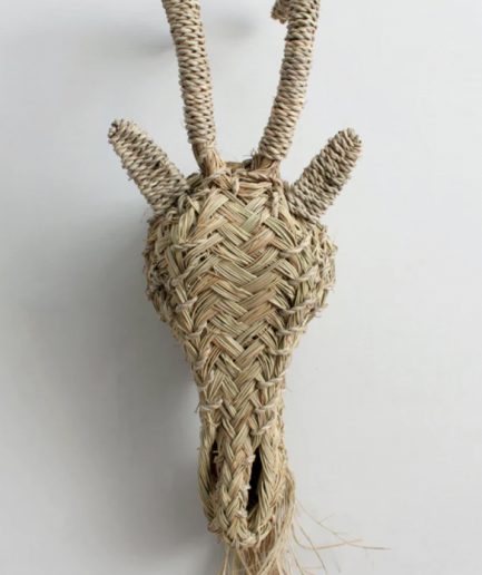 Cabeza de animal esparto tejida, cabra