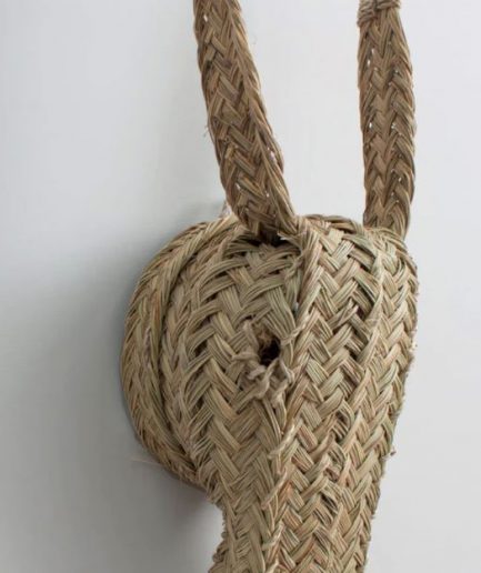 Cabeza de animal esparto tejida, burro