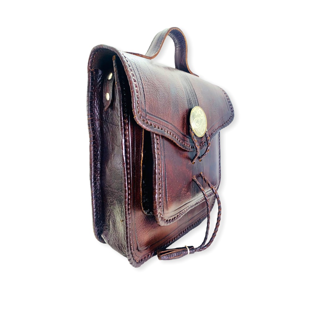 Bolso de cuero mensajero unisex color marrón