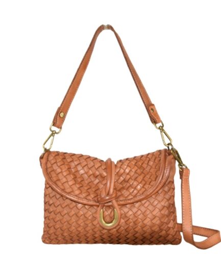 Bandolera camel en piel lavada con efecto vintage Penelope