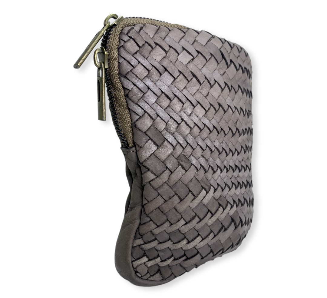 Bolso para el móvil de piel trenzada gris Summer