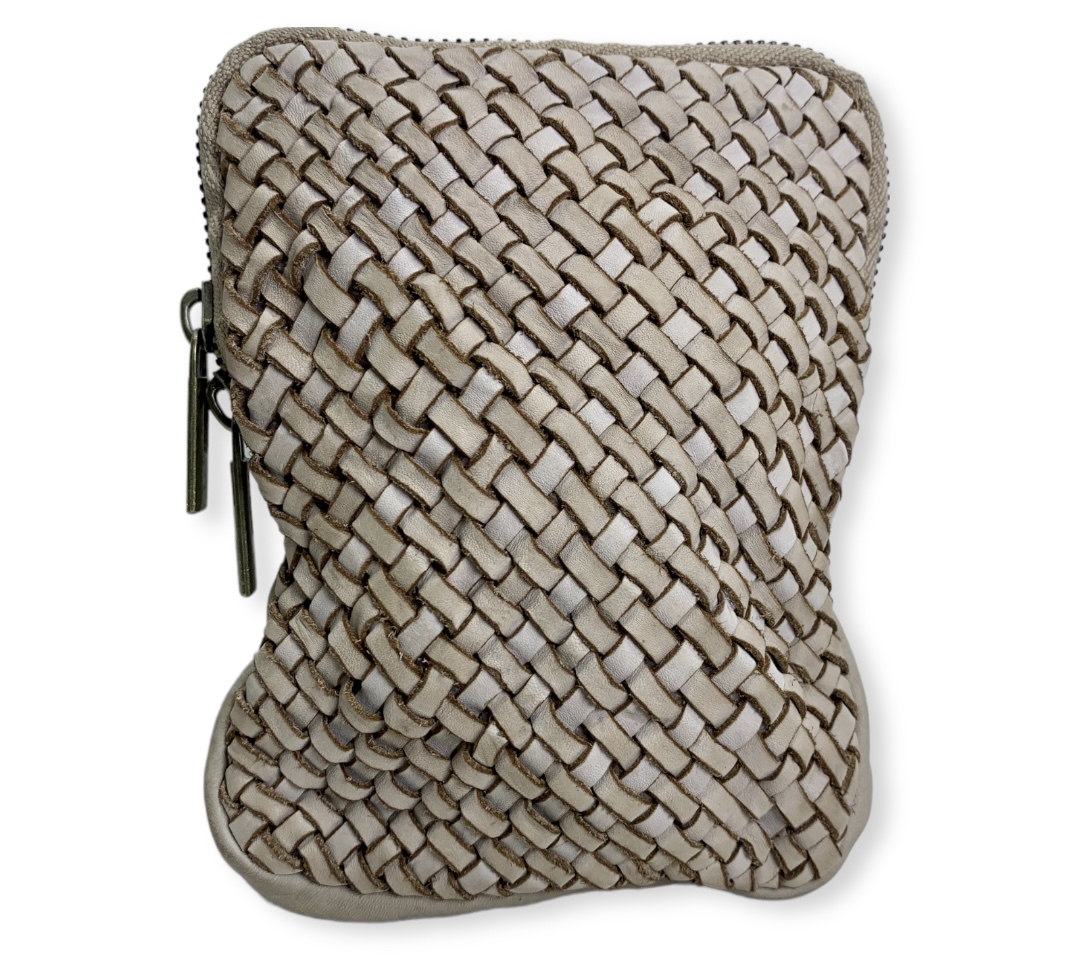 Bolso para el móvil de piel trenzada taupe Summer