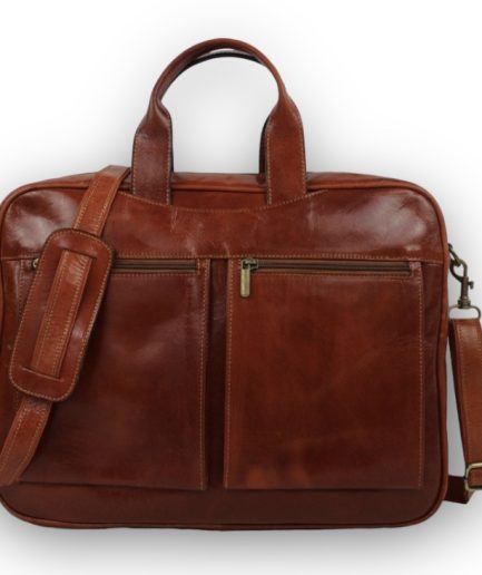 Maletín de piel caoba retro Morgan