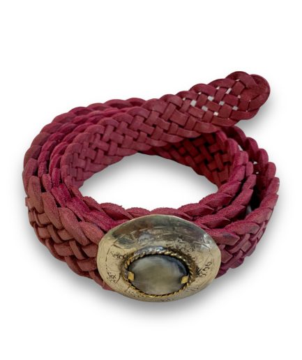 Cinturones finos de cuero trenzado color rosa