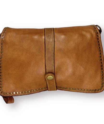 Bolso mensajero de piel lavada  camel Sami