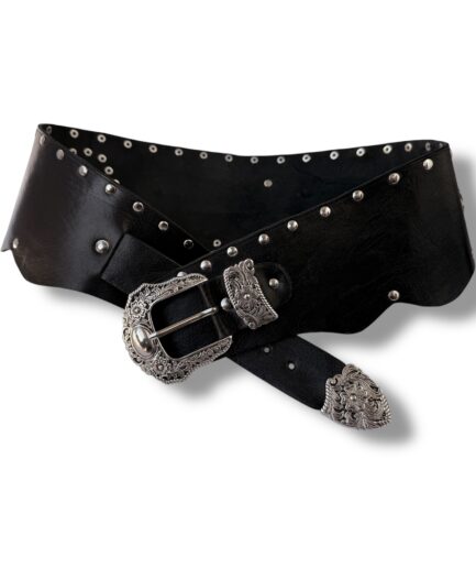 Fajín ancho de cuero negro Yangtsé