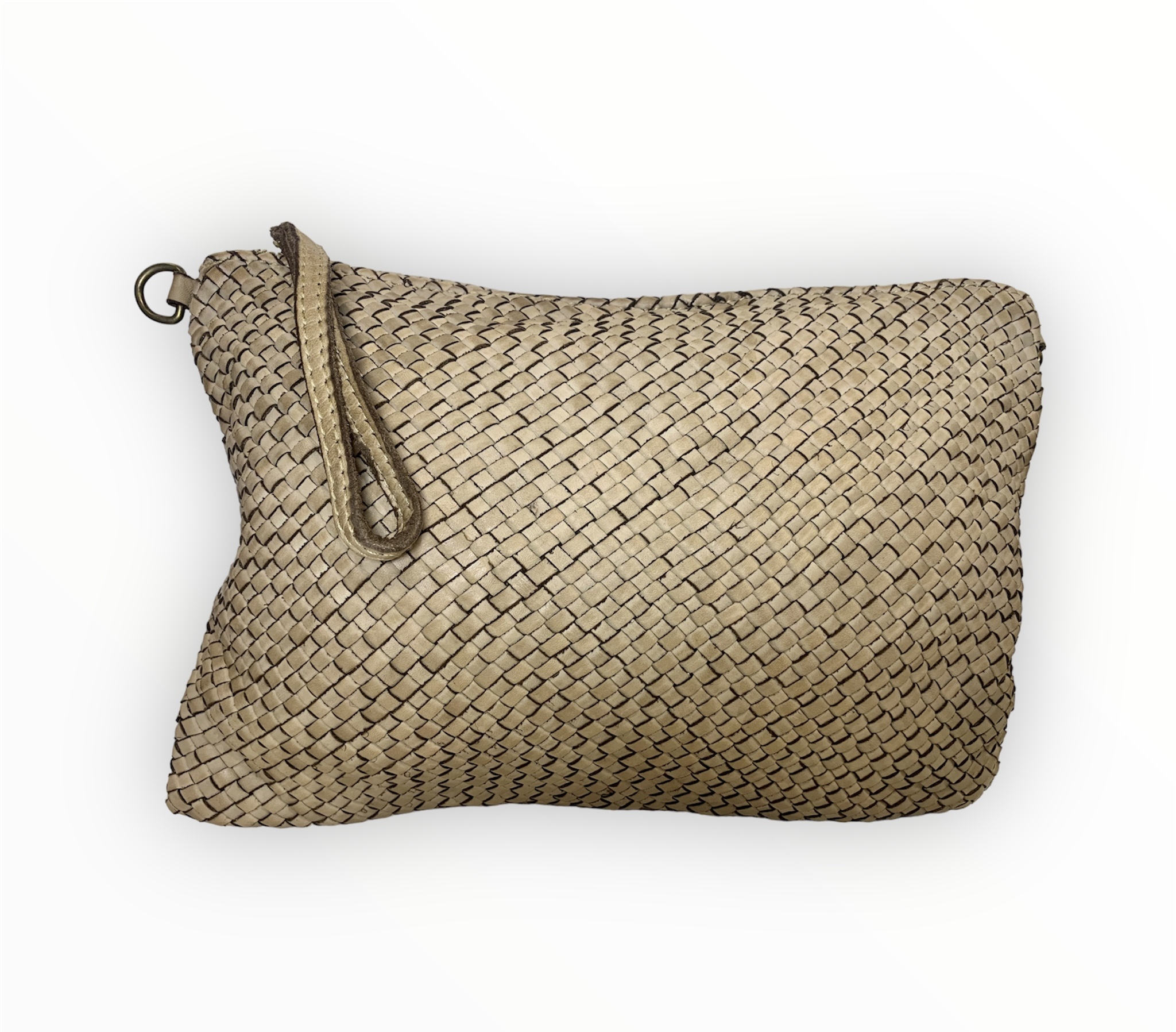 Bolso de mano de piel italiano taupe estilo boho Aurora