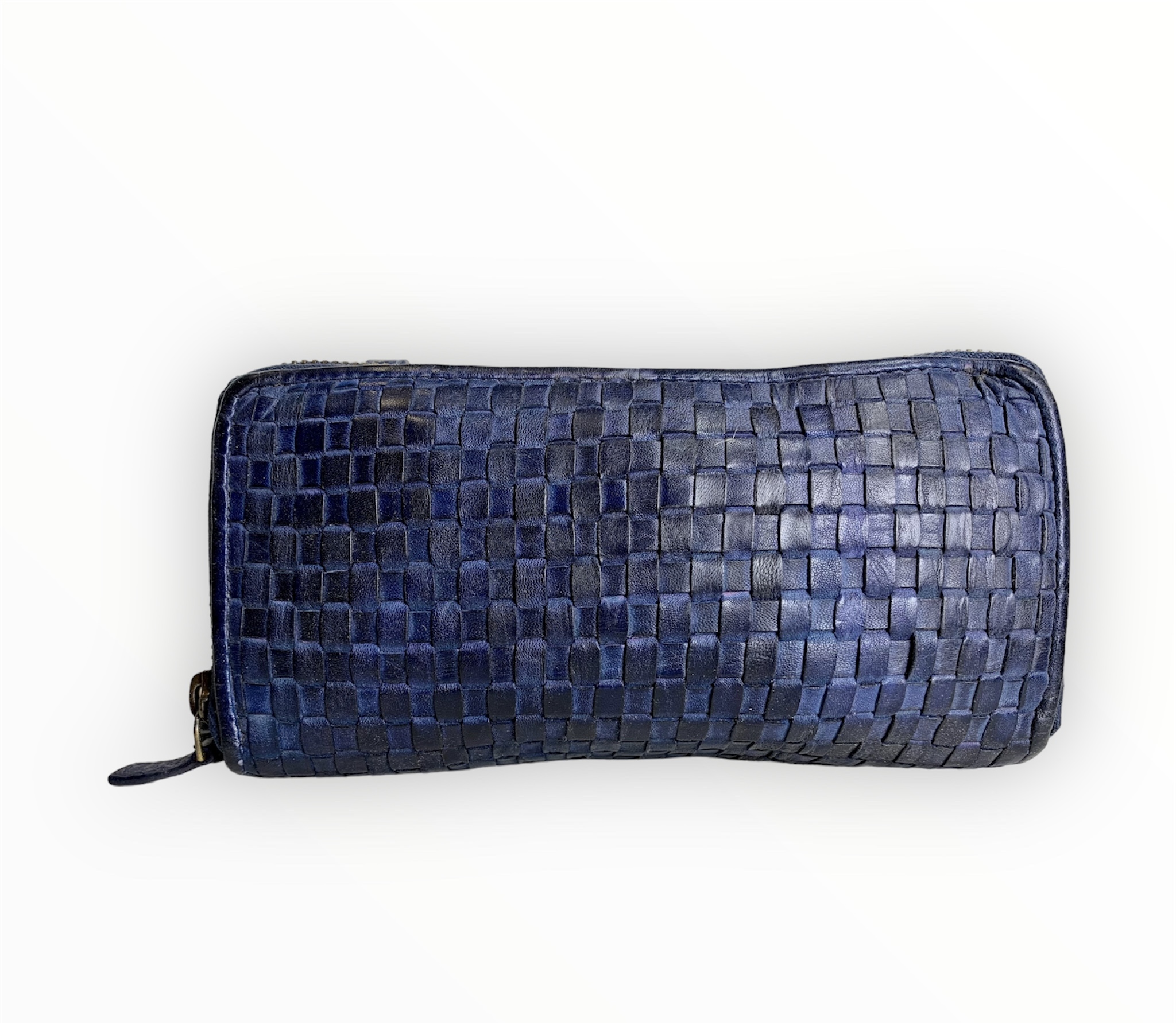 Bolso de mano o cartera billetera de piel italiano azul Nina