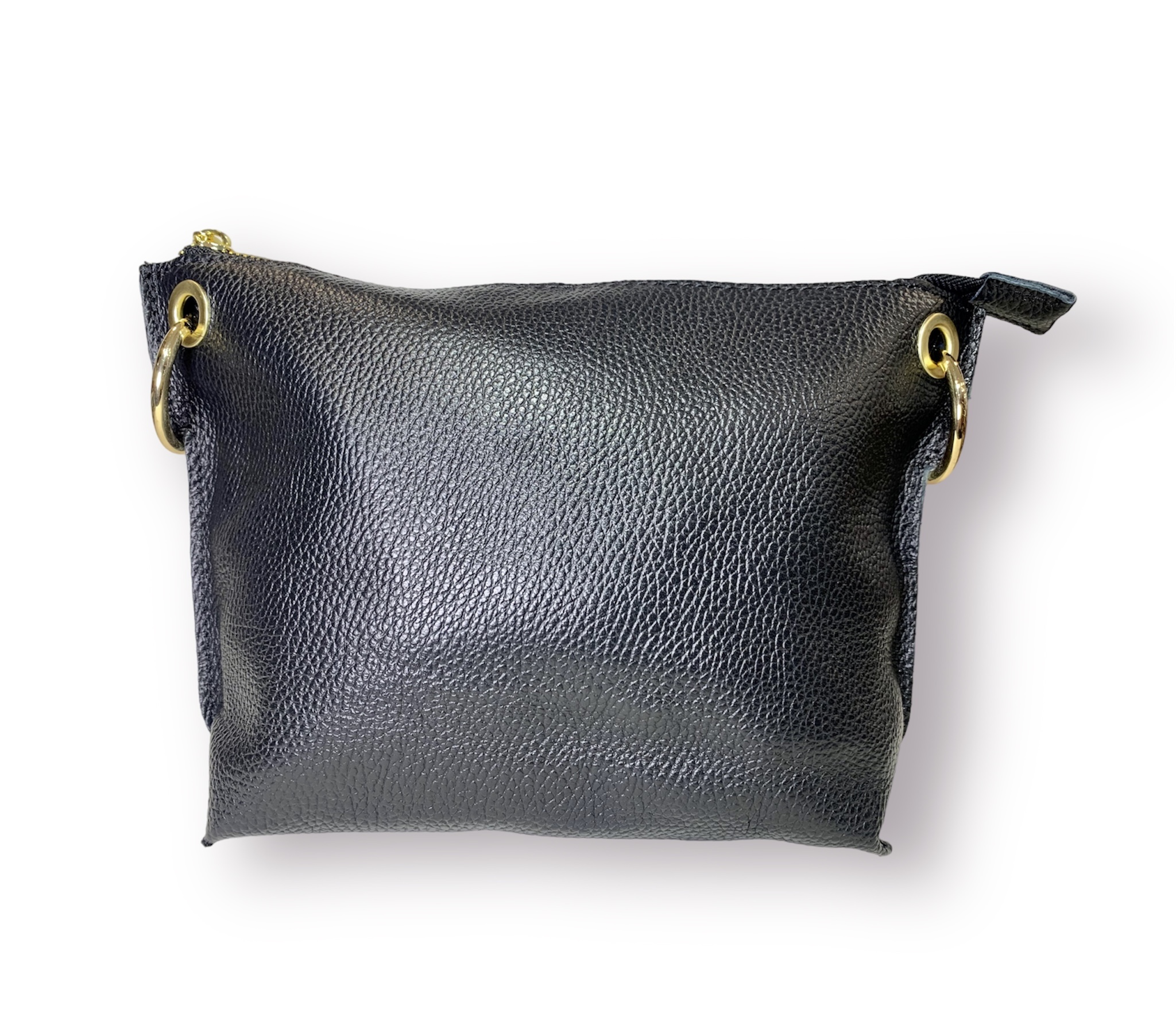 Bandolera lisa negra de piel italiana Carina