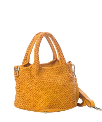 Bolso de mano Italiano piel lavada mostaza Ginevra