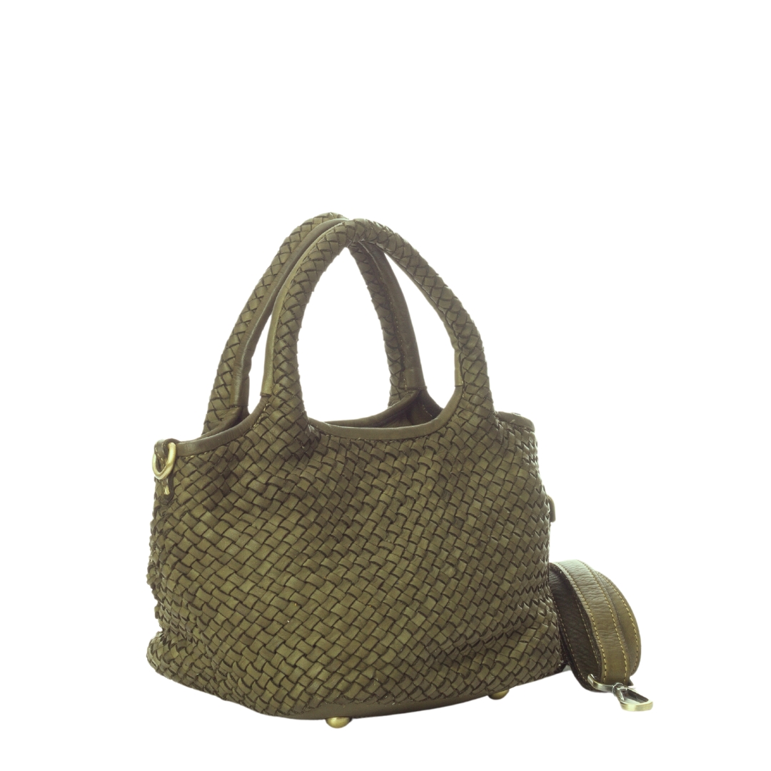 Bolso de mano Italiano piel lavada kaqui Ginevra