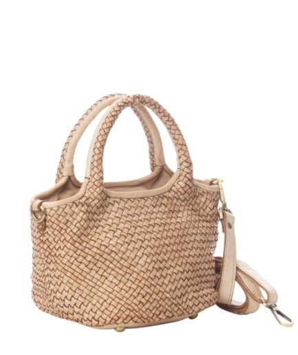 Bolso de mano Italiano piel lavada beige Ginevra