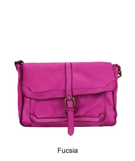 Bandolera de piel fucsia con cinturón decorativo Wendy