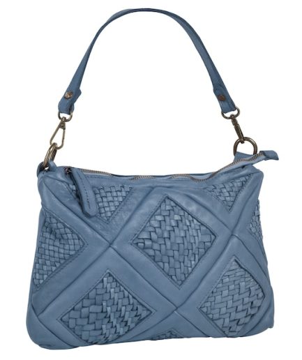 Bandolera celeste en piel lavada con efecto vintage Lauren